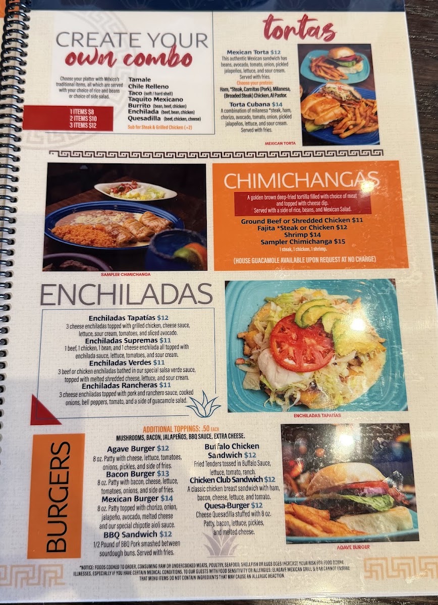 El Agave Mexican Grill - Holly Springs menu board