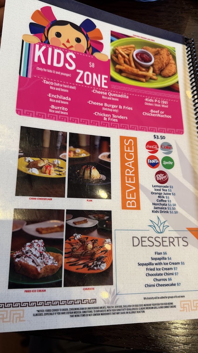El Agave Mexican Grill - Holly Springs menu board