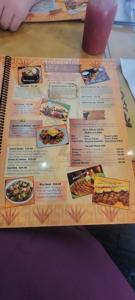 El Agave Mexican Grill - Holly Springs menu board
