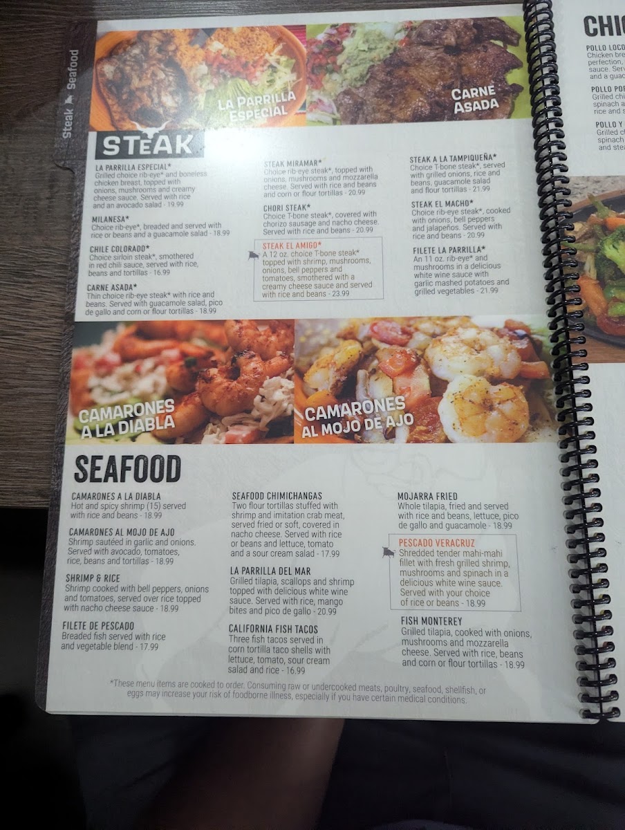 La Parrilla Mexican Grill menu board
