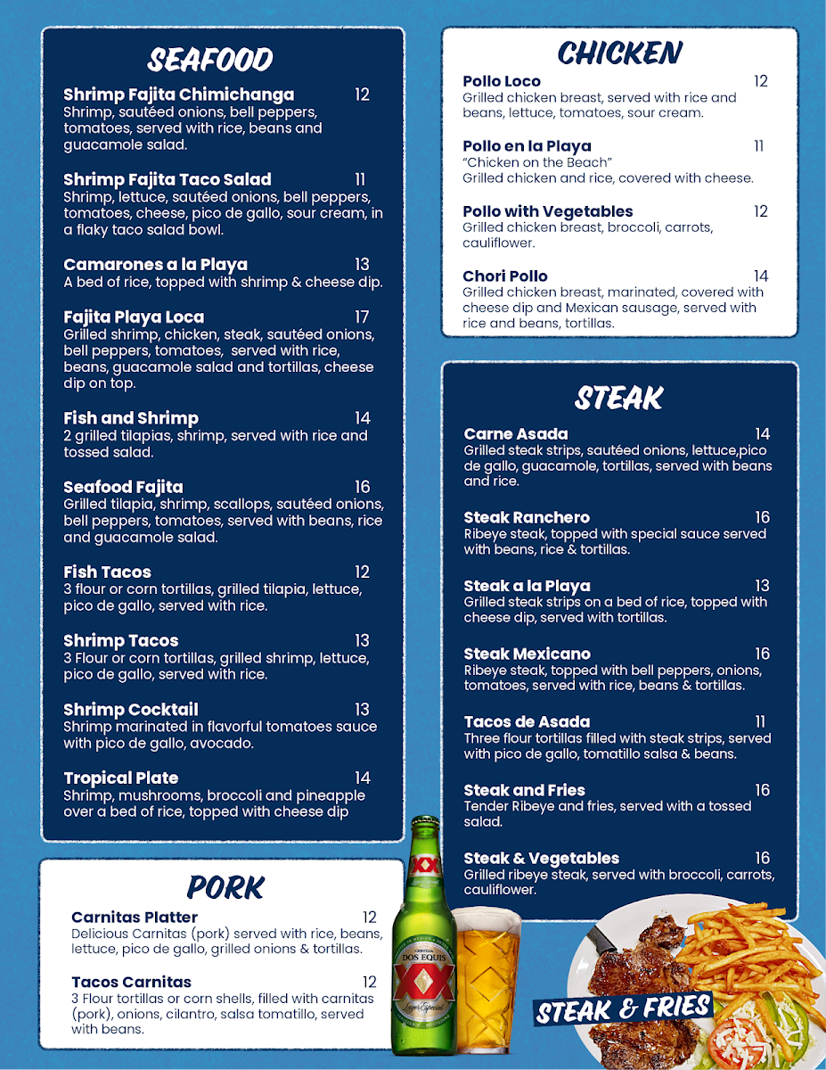 Molcajete’s Mexican restaurant menu board