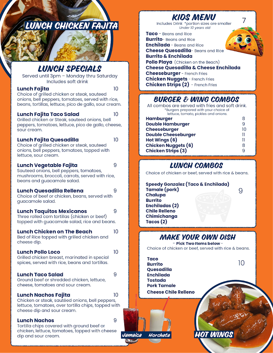 Molcajete’s Mexican restaurant menu board