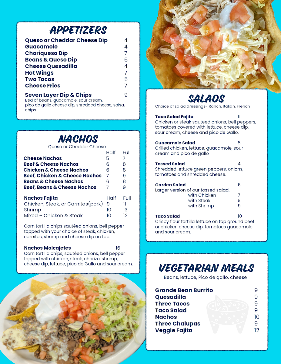 Molcajete’s Mexican restaurant menu board