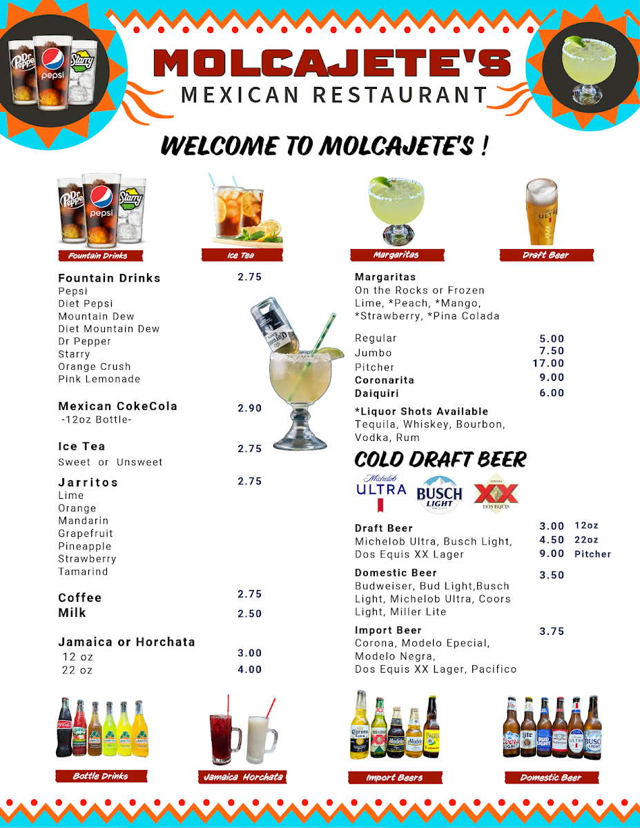 Molcajete’s Mexican restaurant menu board