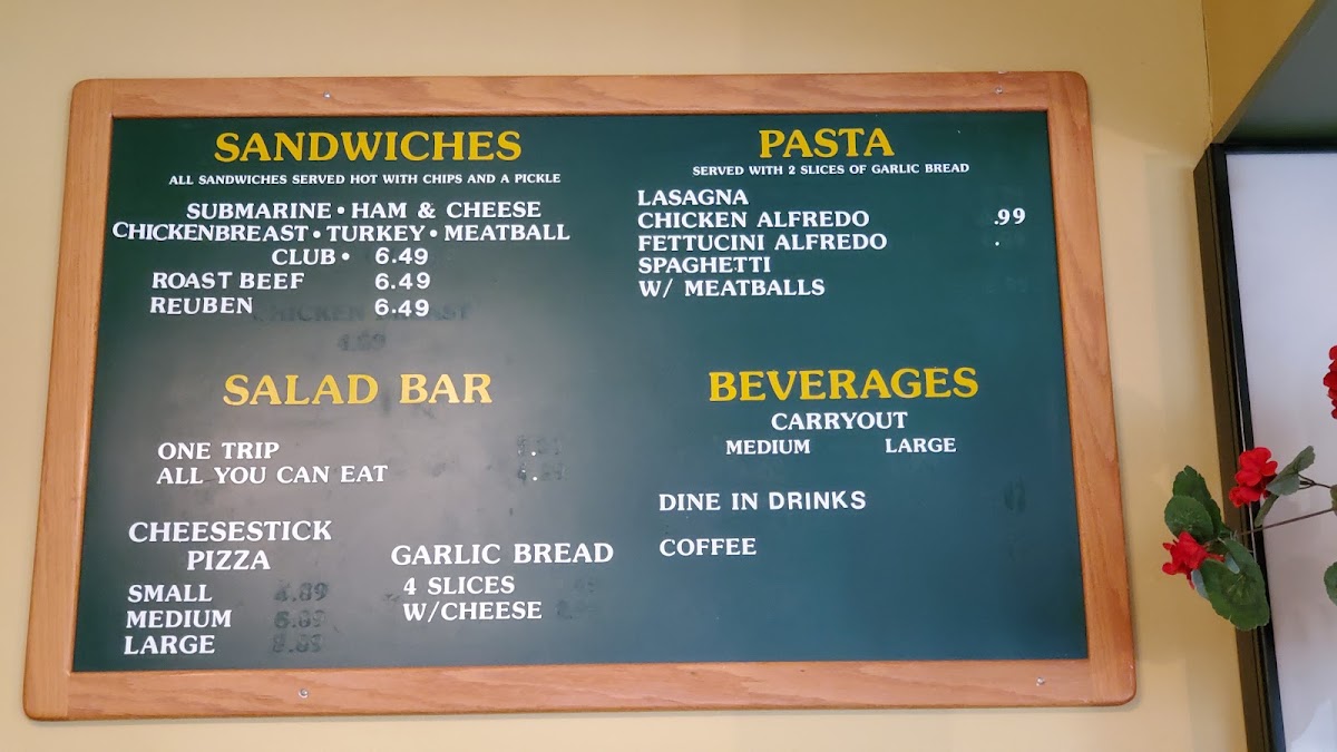 Gambino's Pizza menu board