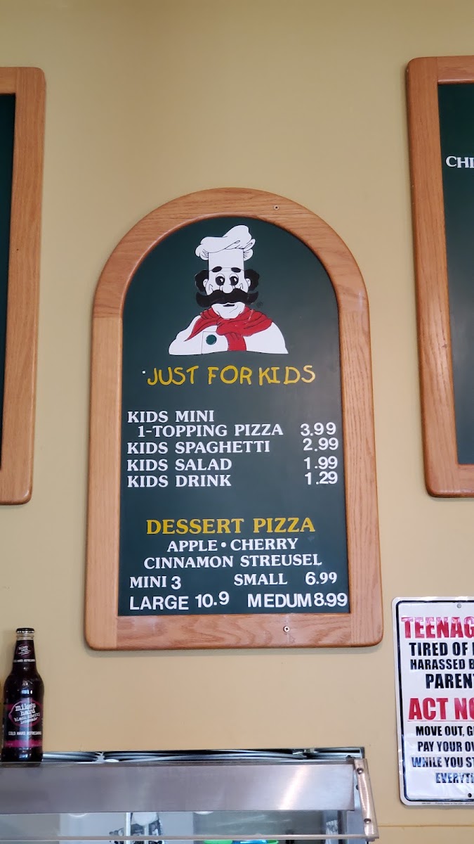 Gambino's Pizza menu board