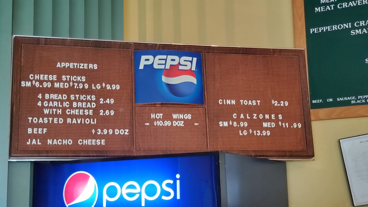 Gambino's Pizza menu board
