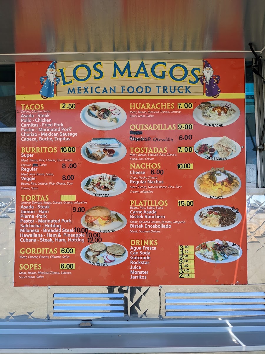 Los Magos Food Truck menu board