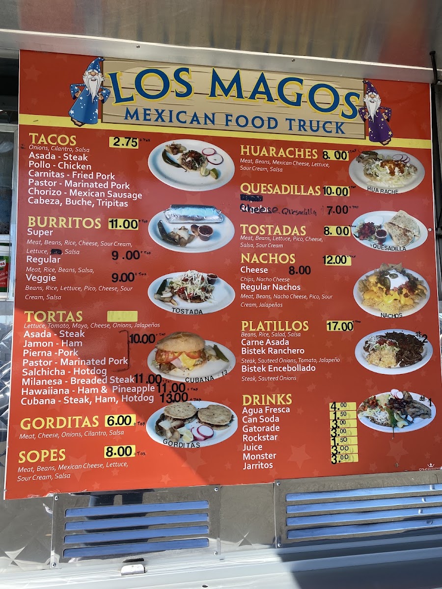 Los Magos Food Truck menu board