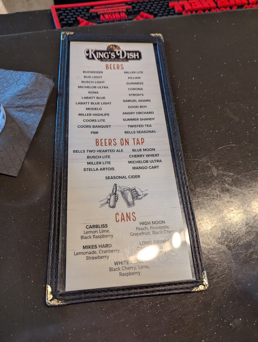 King's Dish menu board