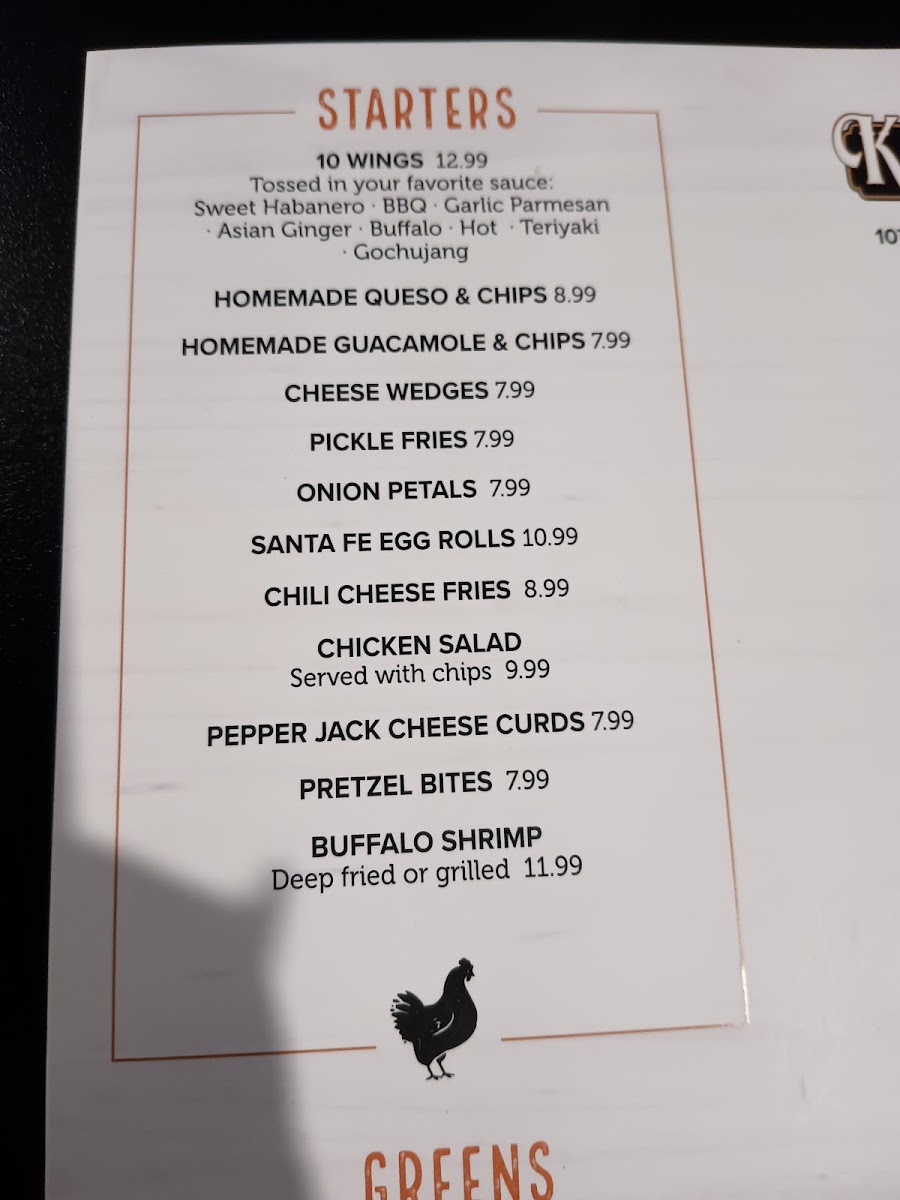 King's Dish menu board
