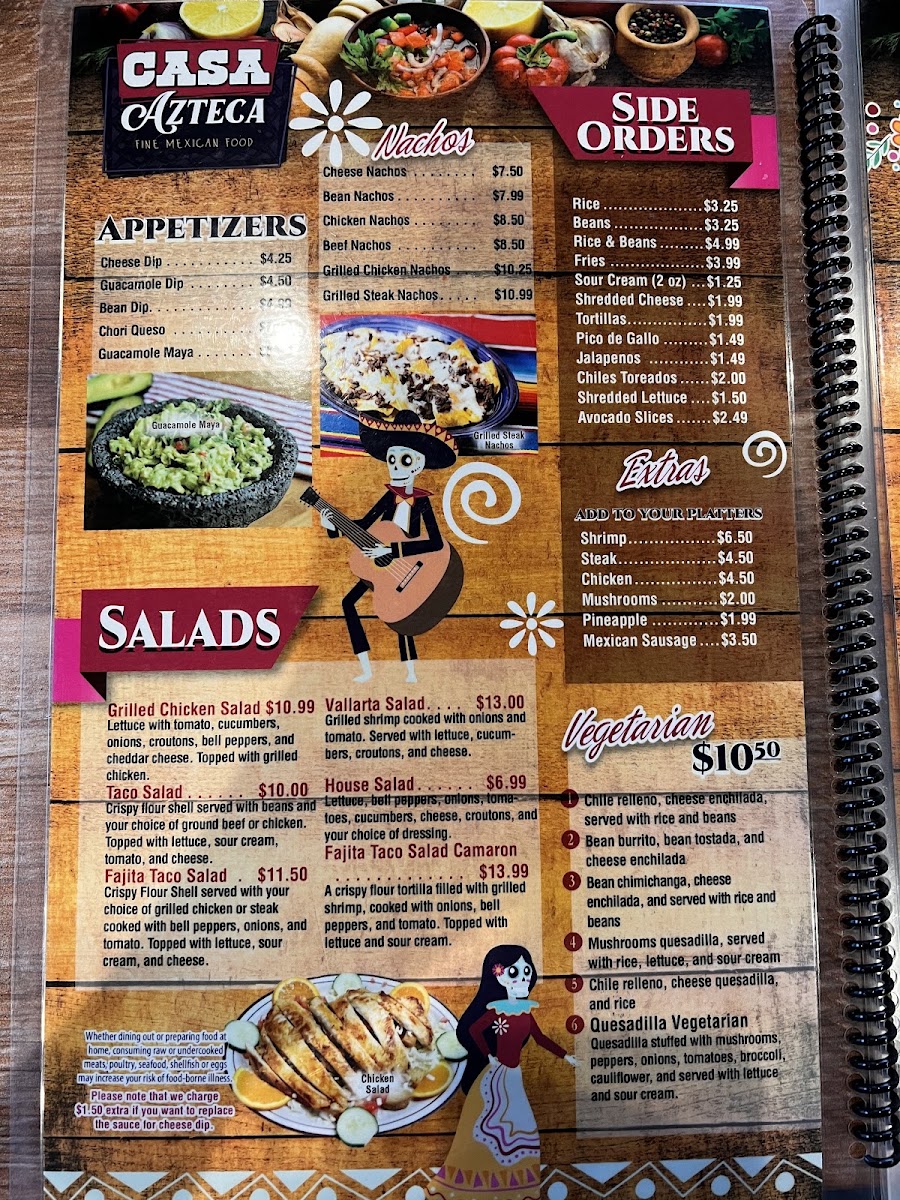 Huxley Casa Azteca Mexican Restaurant menu board