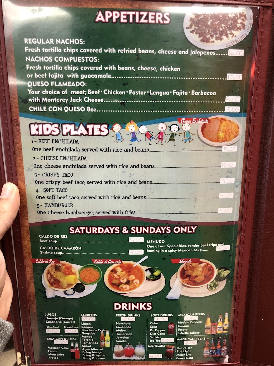 La Perla Taqueria menu board