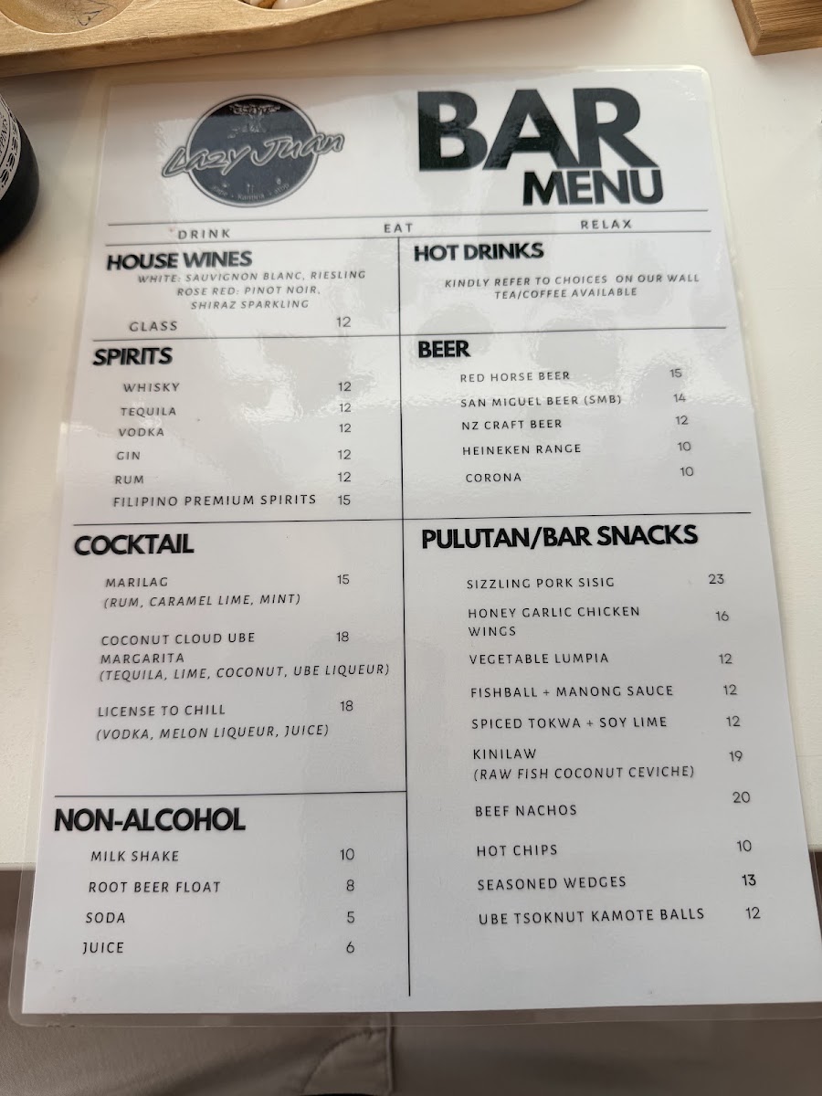 Lazy Juan menu board