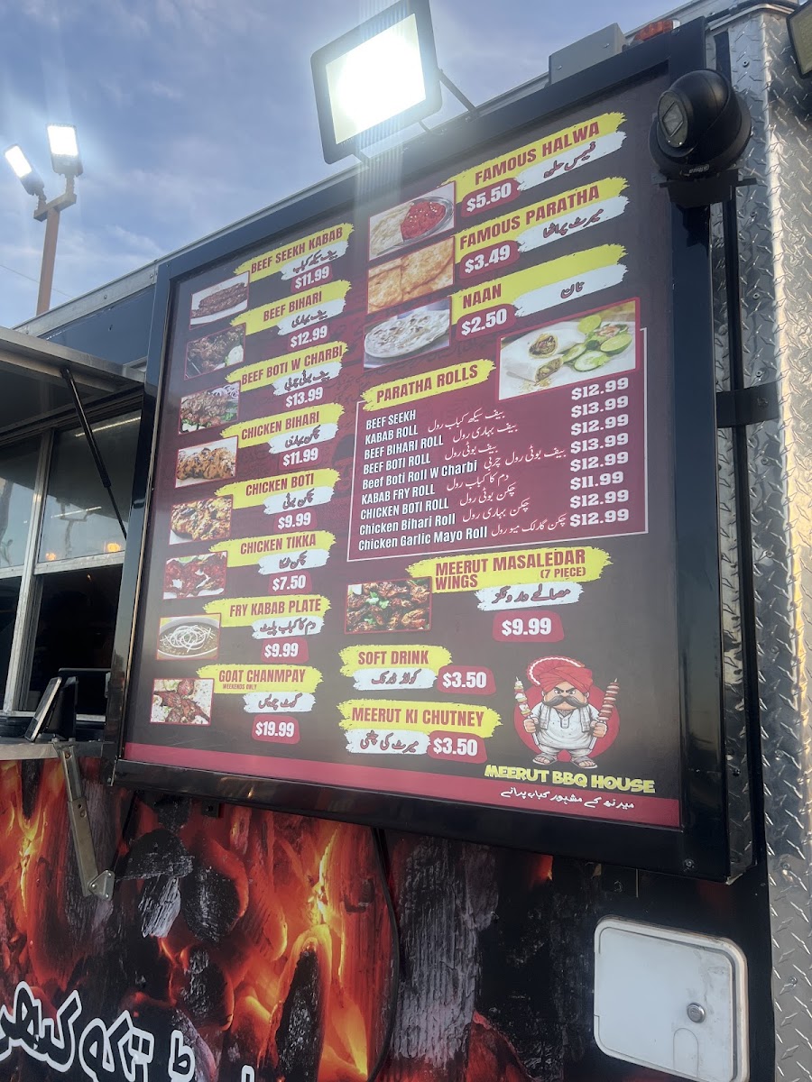 Meerut BBQ House (Food Truck) menu board