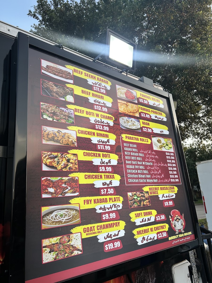 Meerut BBQ House (Food Truck) menu board