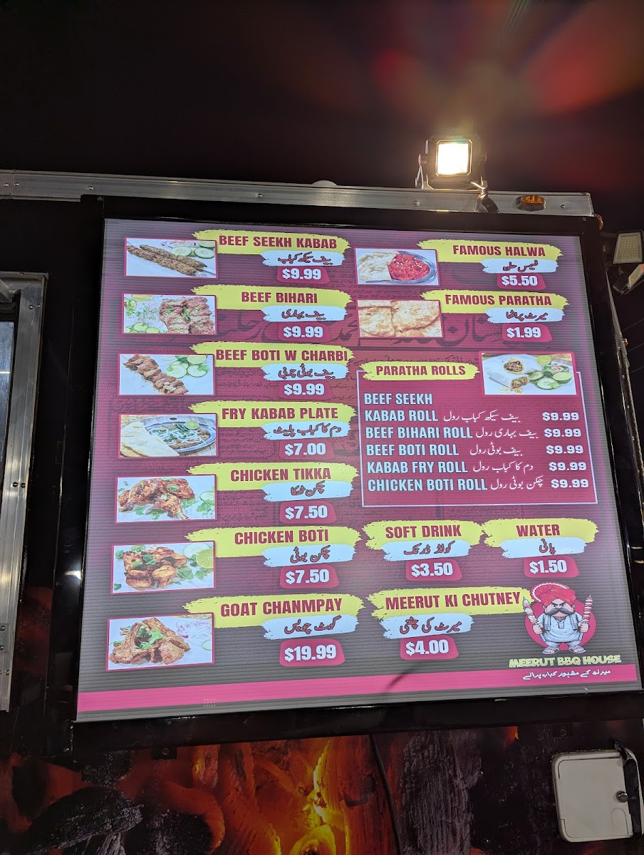 Meerut BBQ House (Food Truck) menu board