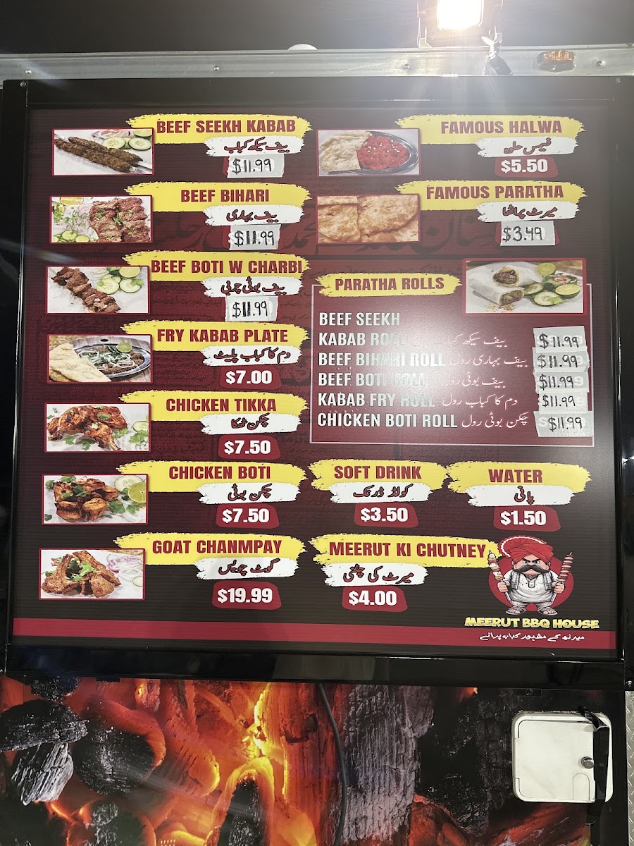 Meerut BBQ House (Food Truck) menu board