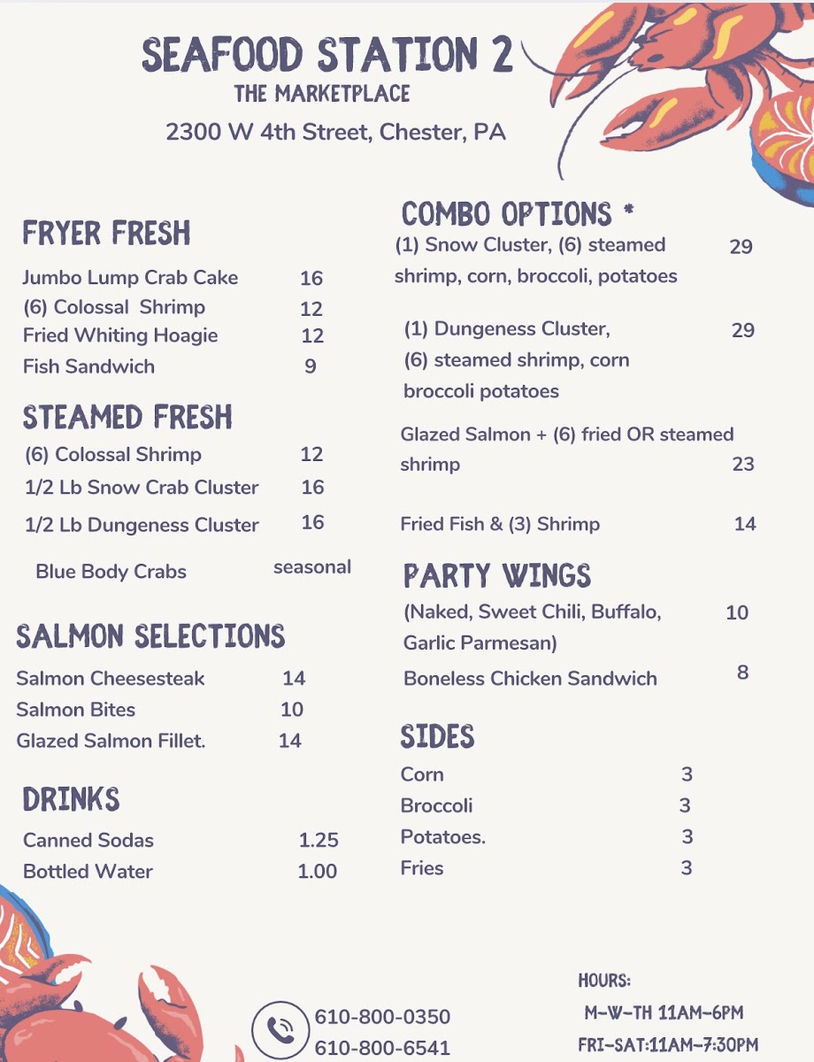 Seafood Station 2 menu board