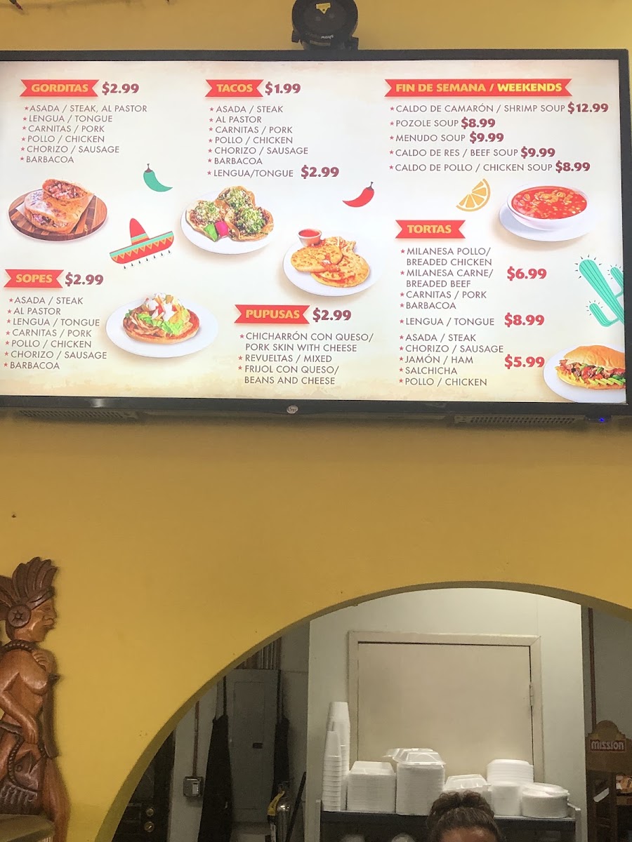 El Progreso #5 Y Taqueria menu board