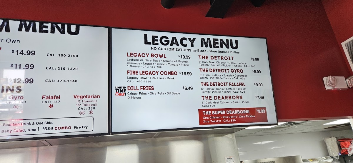 Pita Way - Birch Run menu board
