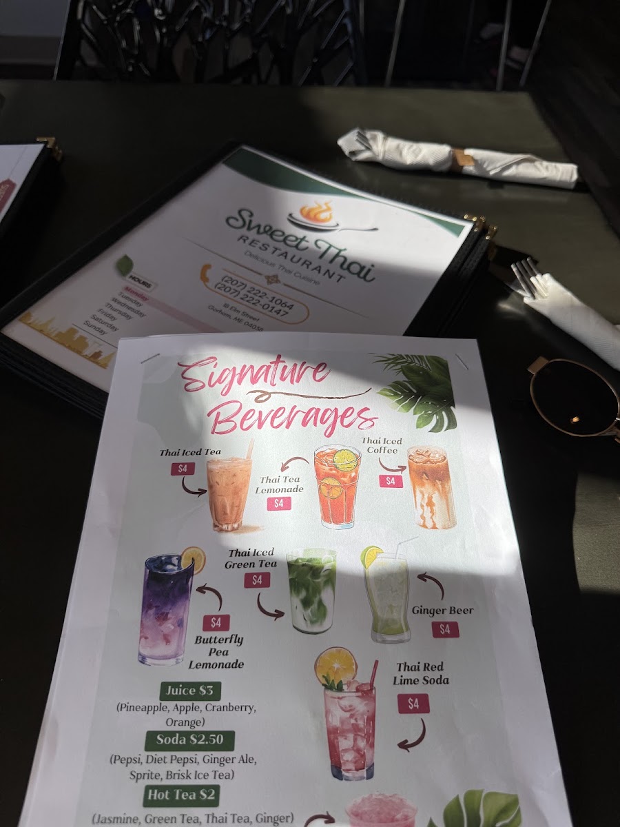 Sweet Thai Restaurant menu board
