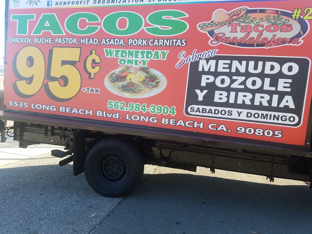 Tacos Guadalajara menu board