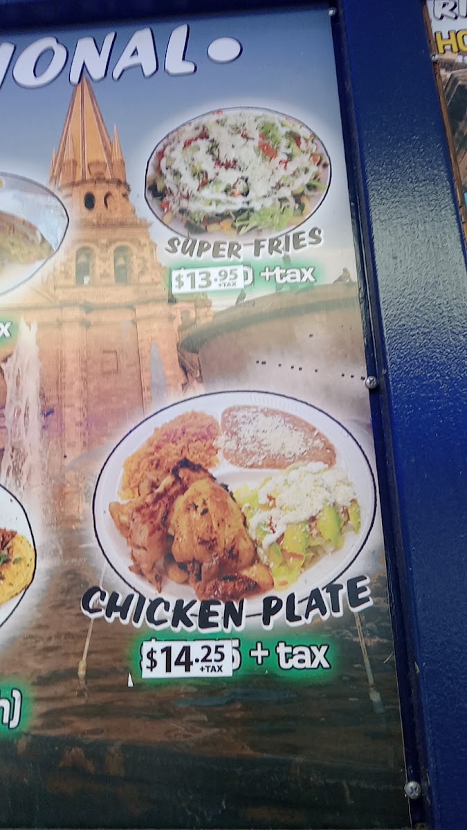 Tacos Guadalajara menu board