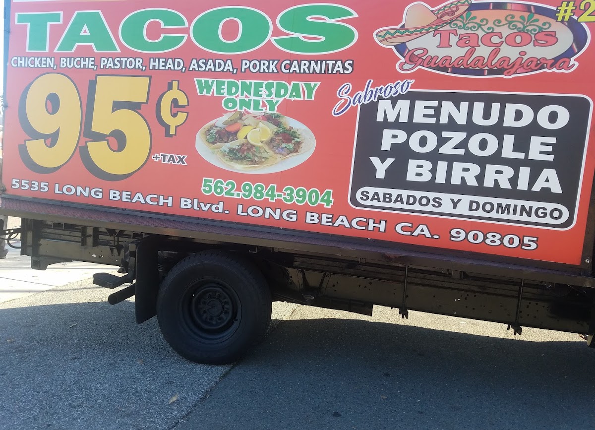 Tacos Guadalajara menu board