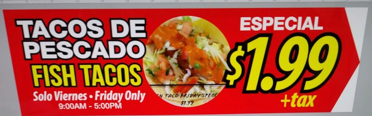 Tacos Guadalajara menu board