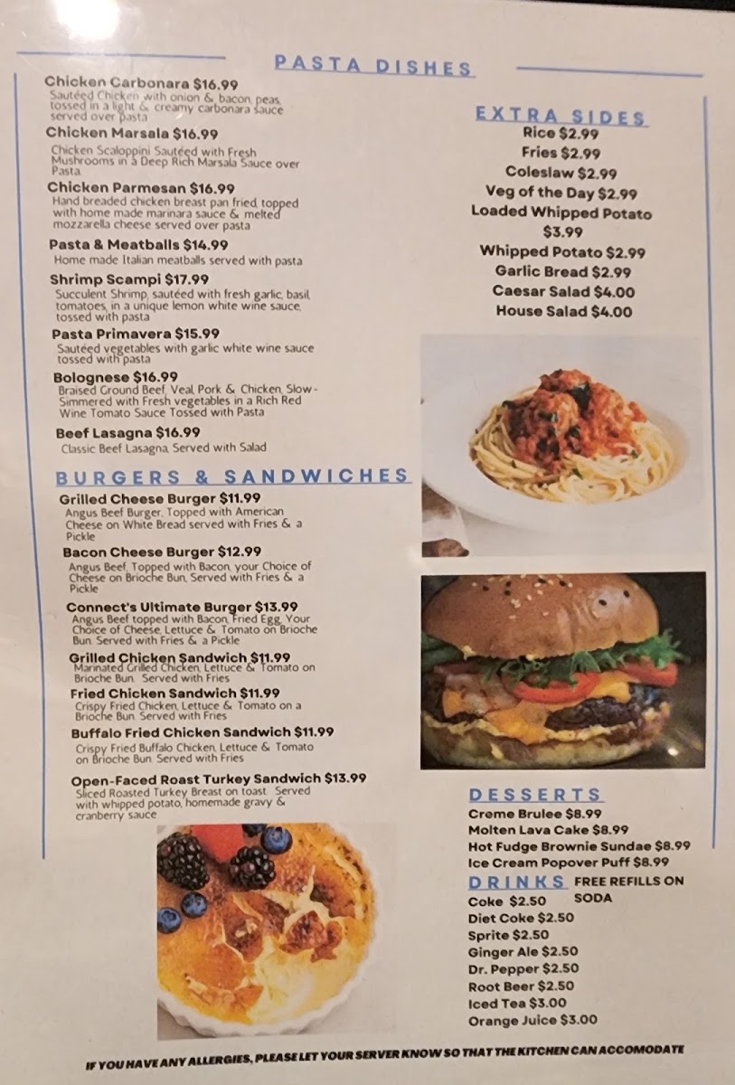 Connect Restaurant menu board