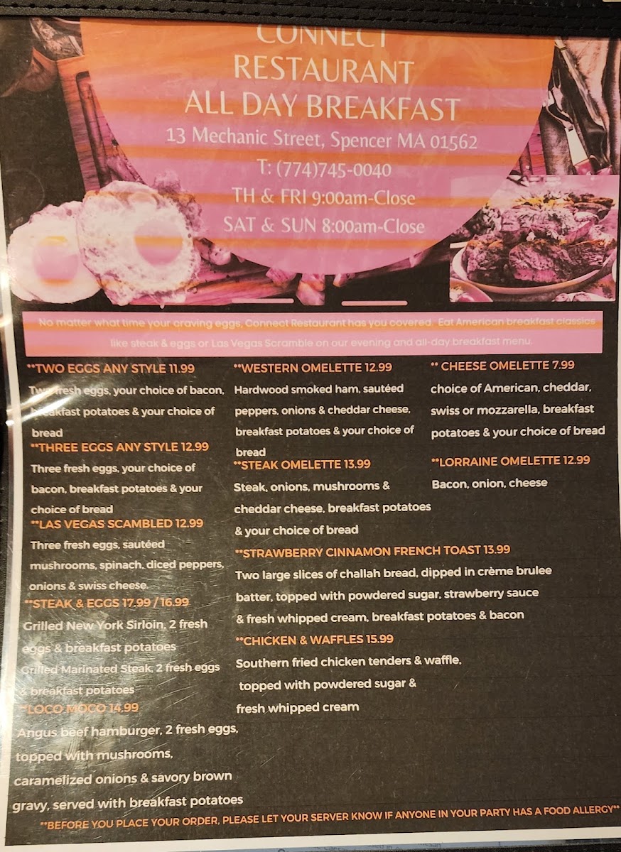 Connect Restaurant menu board