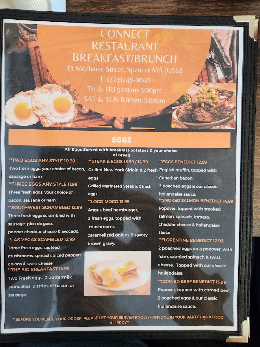 Connect Restaurant menu board