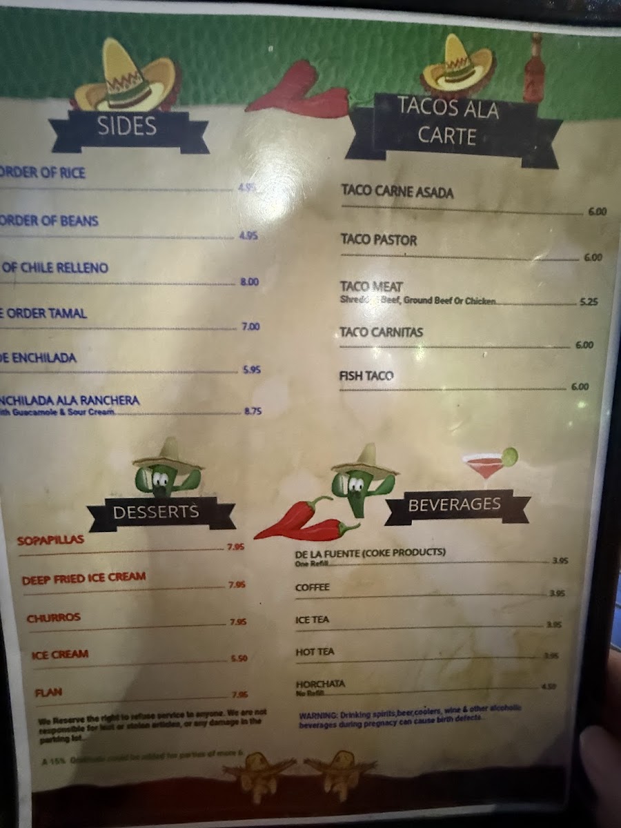 Cancun Mexican Restaurant and seafood menu board