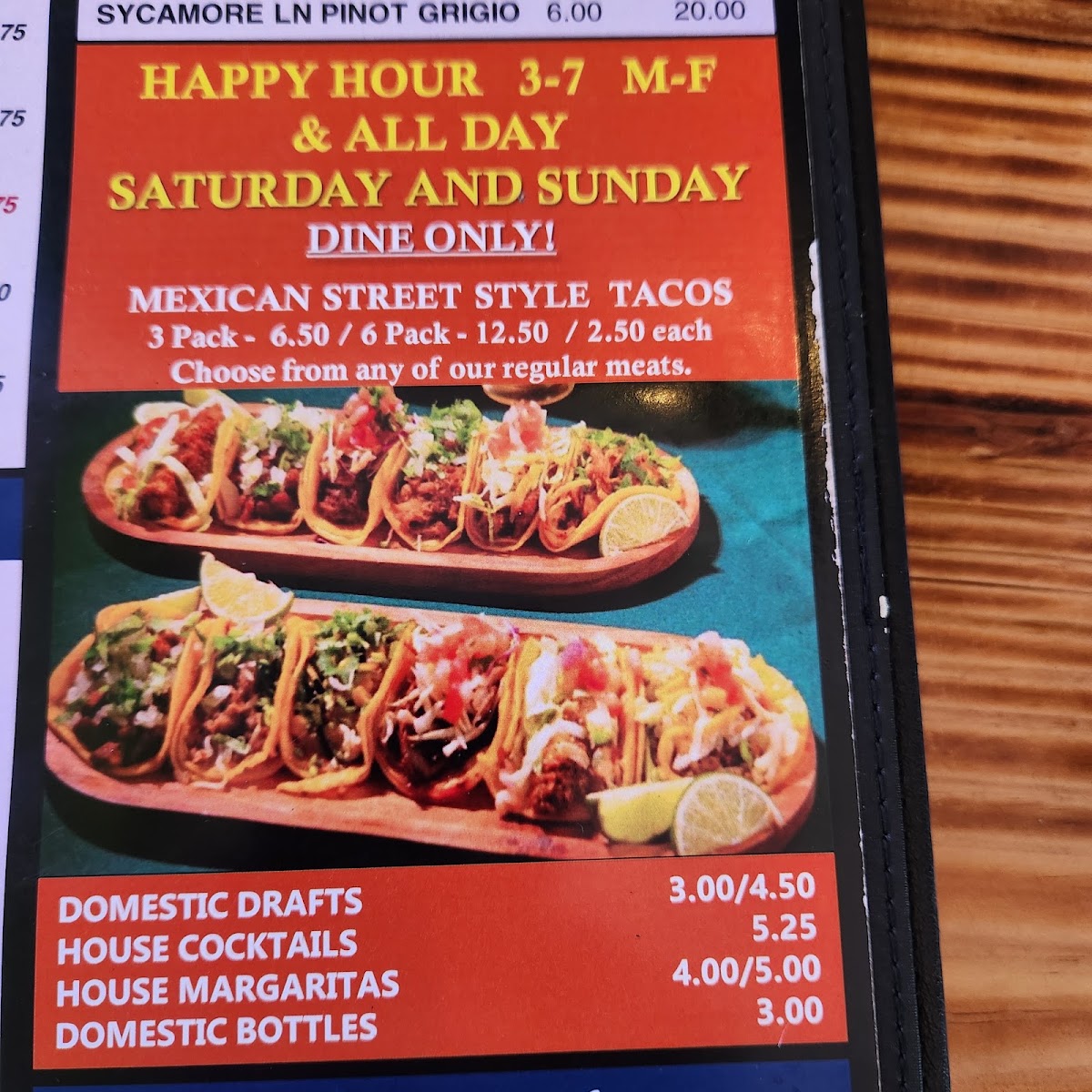 JJ's Taco Shop: Kitchen & Bar North Richland Hills menu board