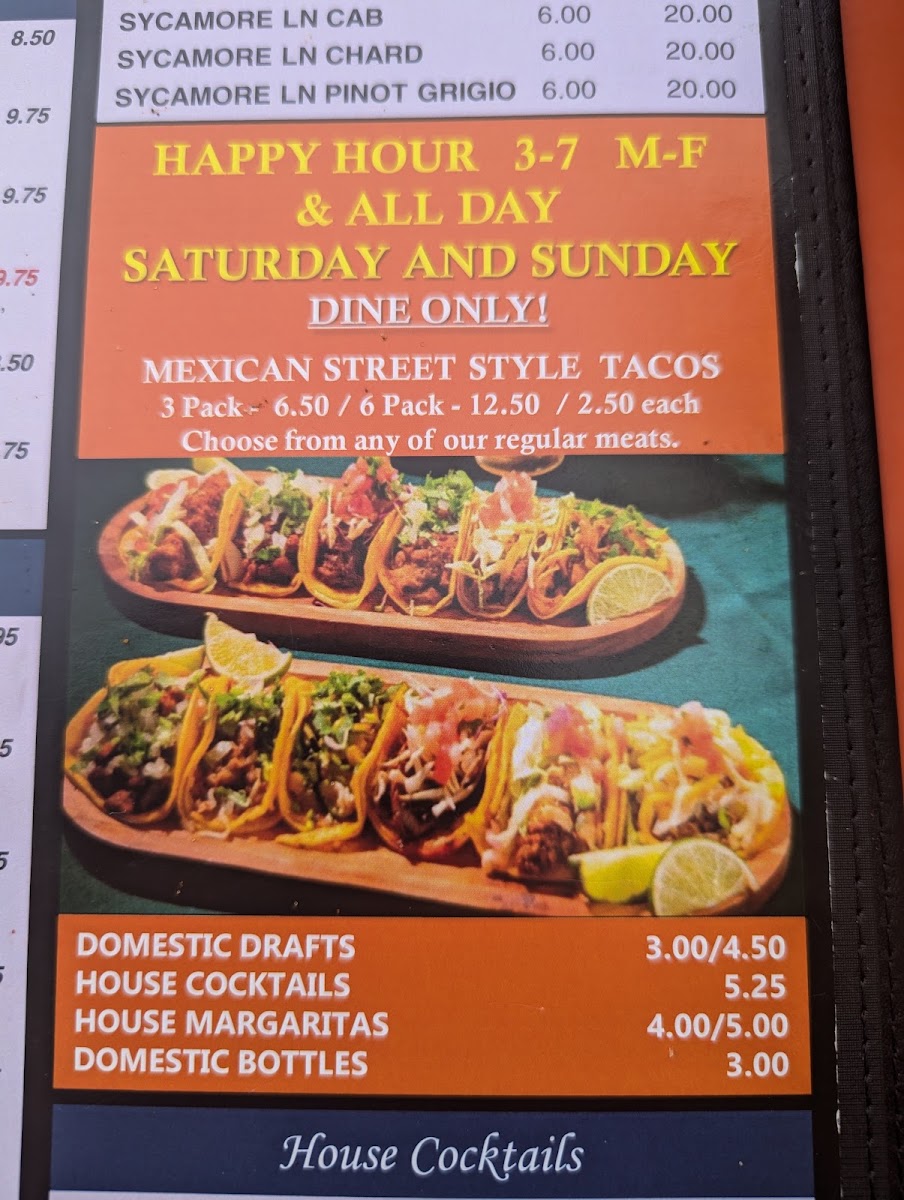 JJ's Taco Shop: Kitchen & Bar North Richland Hills menu board