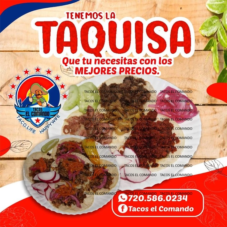Tacos el Comando menu board
