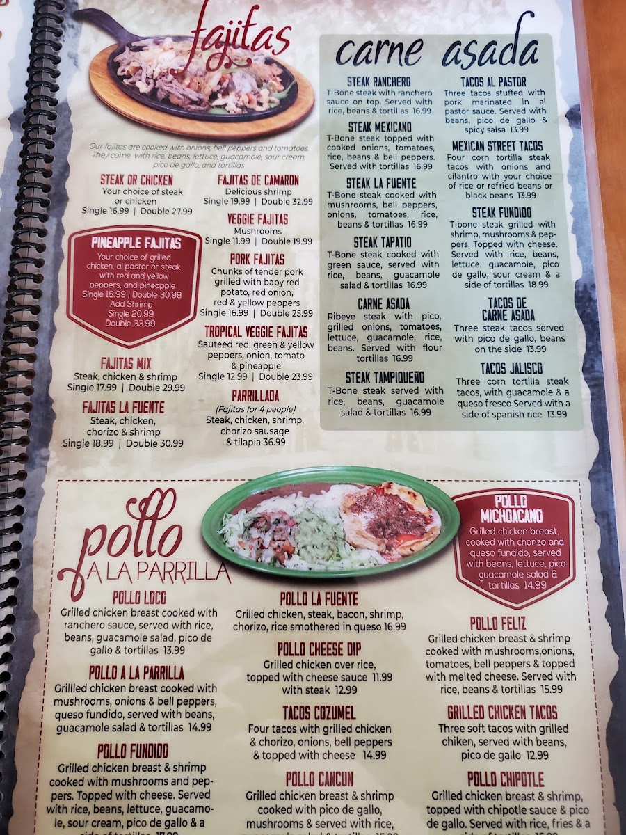 La Fuente Mexican Restaurant menu board