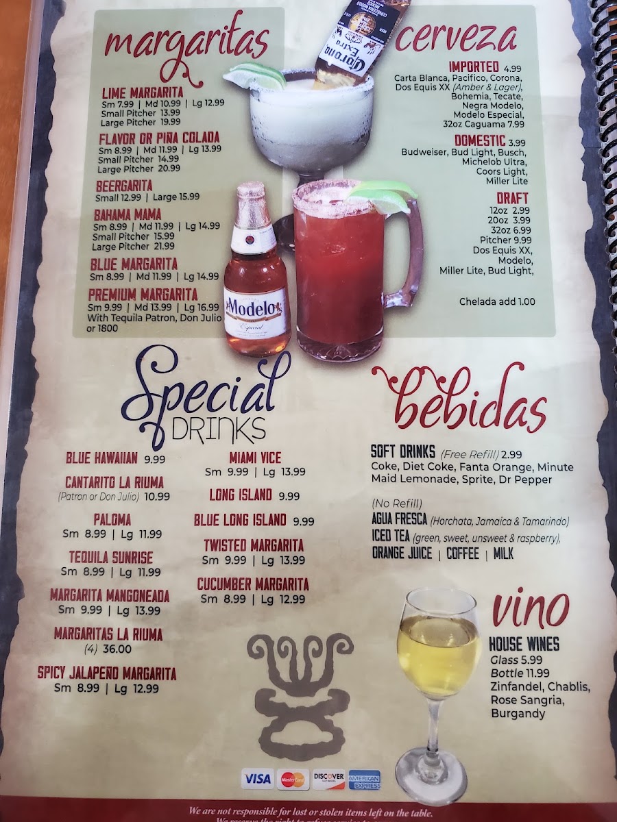 La Fuente Mexican Restaurant menu board