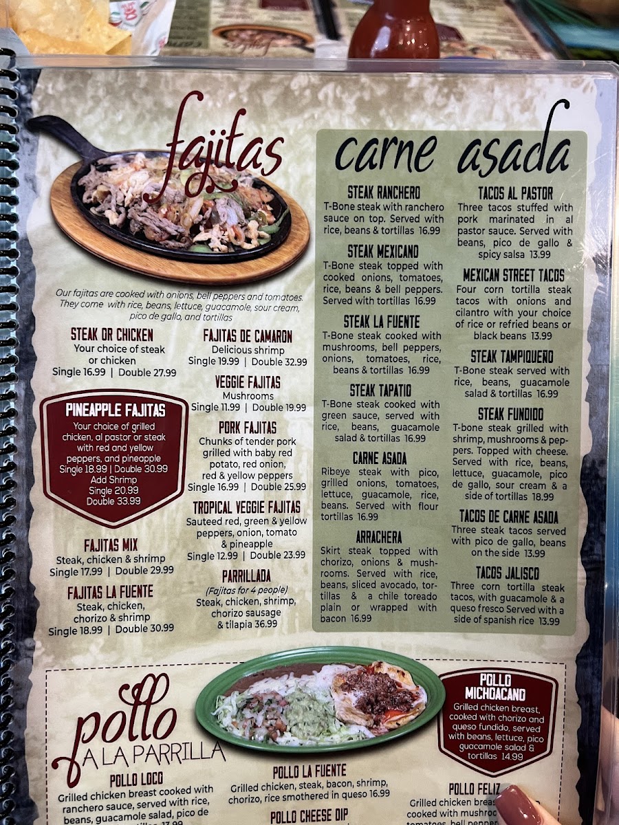La Fuente Mexican Restaurant menu board