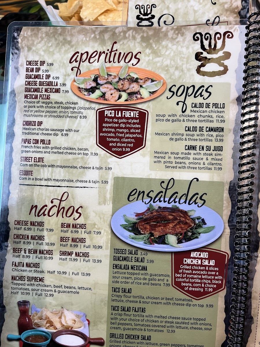La Fuente Mexican Restaurant menu board