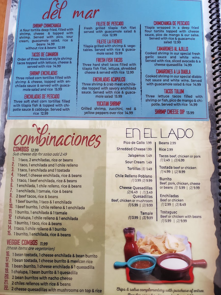 La Fuente Mexican Restaurant menu board
