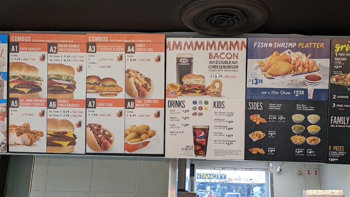A&W Restaurant menu board