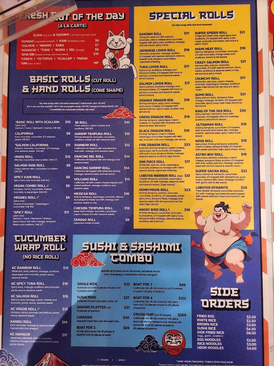 Sumo Asian Kitchen Davie and Sushi menu board