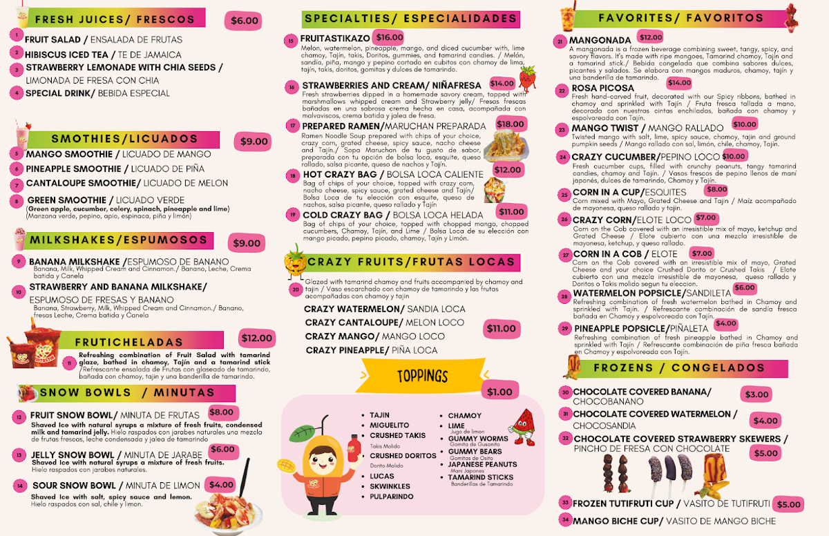 FruiTastik menu board