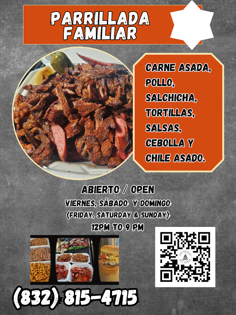 Las Brasas del Sabor menu board