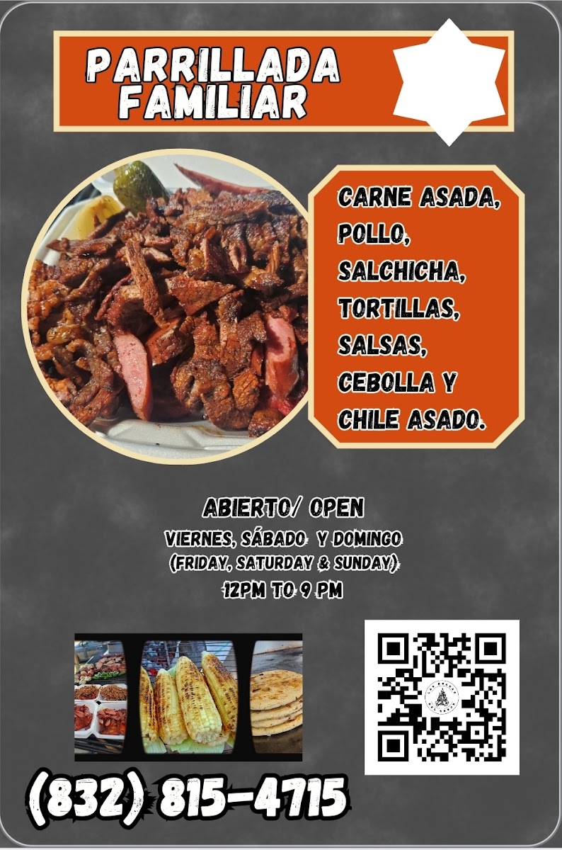 Las Brasas del Sabor menu board