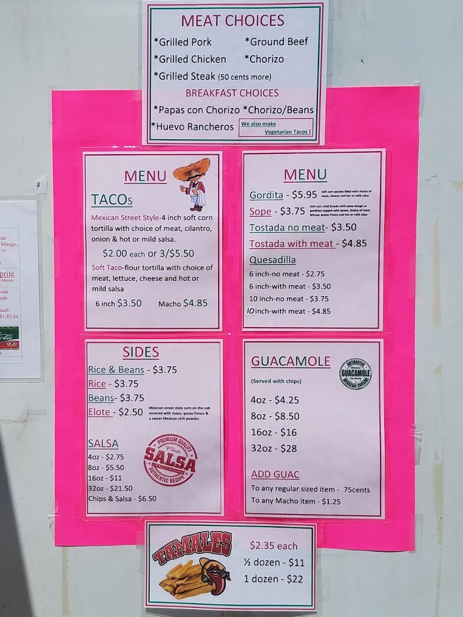 Tony’s Tacos menu board