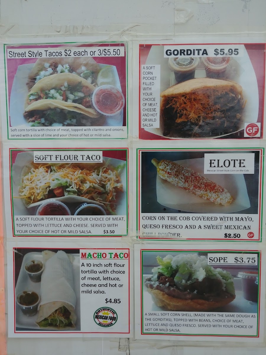 Tony’s Tacos menu board