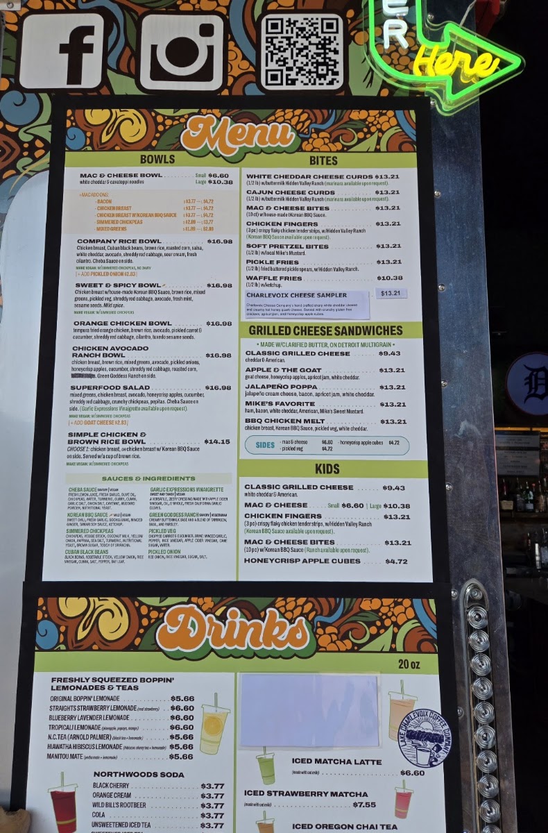 Cheese & Co. menu board